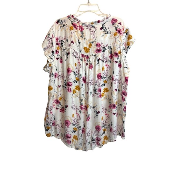 Buffalo David Bitton Womens Floral Dainty Boho Top XL White Cutout Cottagecore - Picture 5 of 8